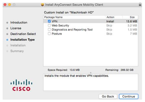 cisco anyconnect vpn client mac setup