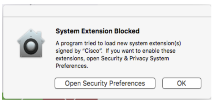 New Cisco AnyConnect System Extension Blocked