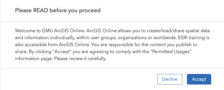 ArcGIS Permitted Usages Acceptance