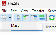 FileZilla Site Manager button and file items