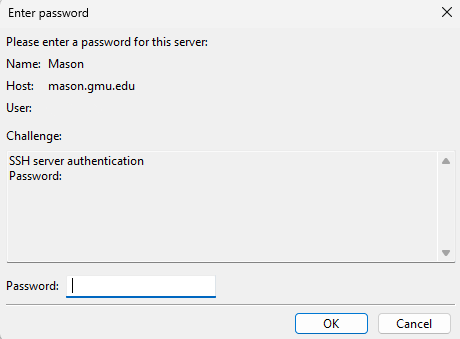 FileZilla enter password