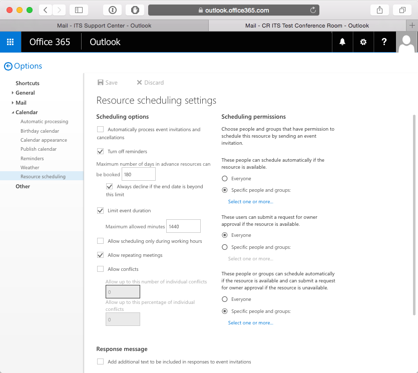 Outlook Resource Scheduler