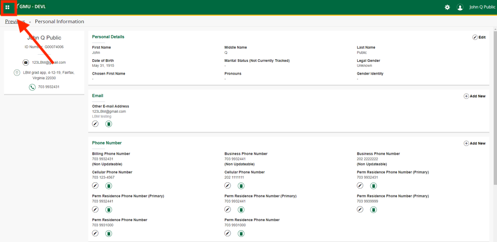 modern interface personal information