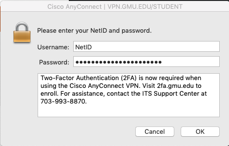 Cisco AnyConnect login