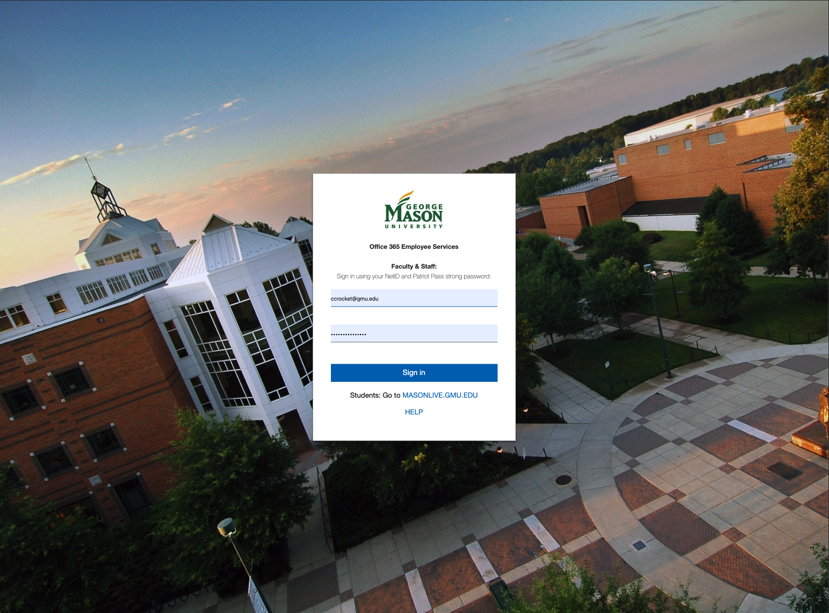 mail.gmu.edu employee log in page