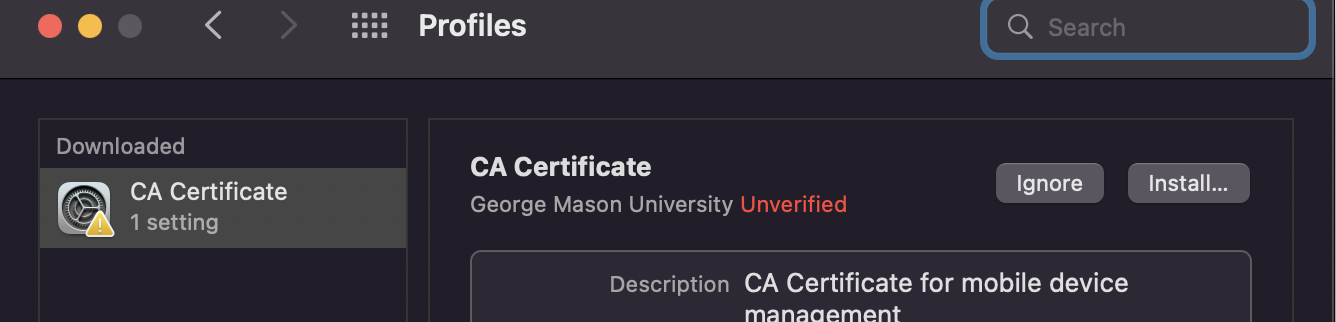 CA Certificate Install