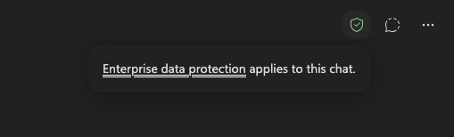 Screen shot displaying green shield icon indicating Microsoft Copilot has enterprise data protection