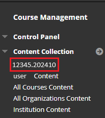 course selection in Content Collection