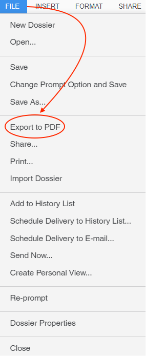 export dossier step 1 export to pdf